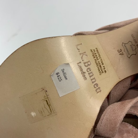 L.K. Bennett Seline Pink Suede Strap Tie Sandals - Picture 14 of 16